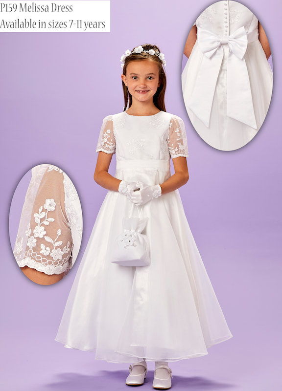 White Lace Sleeve Holy Communion Dress 